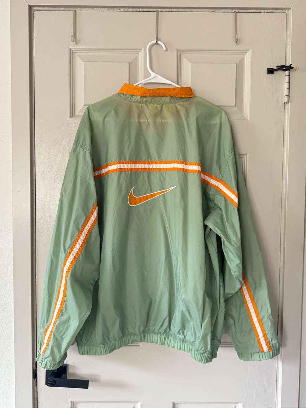 Nike Men’s Windbreaker Jacket — Sage Green with Orange Trim